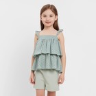 Топ для девочки MINAKU: Cotton Collection цвет оливковый, рост 134 - Фото 1