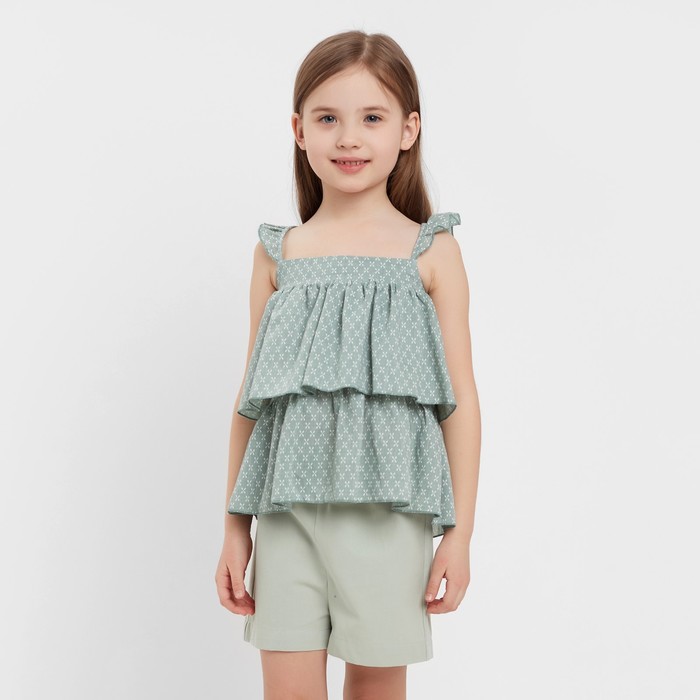 Топ для девочки MINAKU: Cotton Collection цвет оливковый, рост 140 - Фото 1