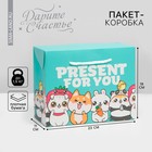 Пакет—коробка, подарочная упаковка, «Present», 23 х 18 х 11 см - фото 108999783