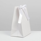 Пакет подарочный с лентой, упаковка, «Белый», 13 х 19 х 9 см 7303864