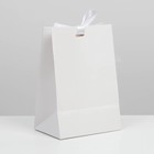 Пакет подарочный с лентой, упаковка, «Белый», 13 х 19 х 9 см 7303864