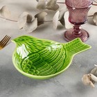 Салатник керамический «Птица», 22×18 см, цвет зелёный - фото 2699477