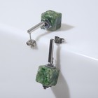 Серьги «Яшма» кубики, цвет зелёный - Фото 1