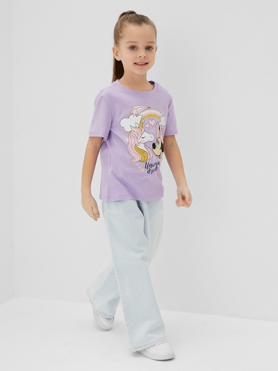Футболка для девочки KAFTAN: Unicorn, лиловая, размер 28 (86-92 см)