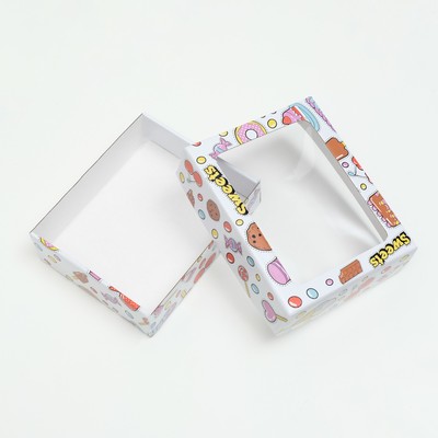 Коробка крышка-дно "SWEET CANDY", с окном, 18 х 15 х 5 см