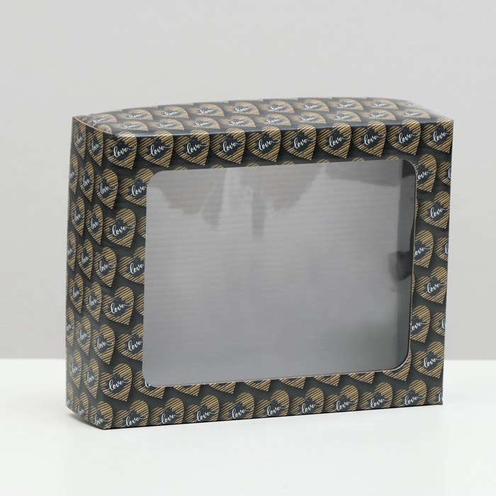 Коробка крышка-дно "Love", с окном, 18 х 15 х 5 см - Фото 1