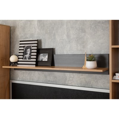 Полка настенная Crown 18, 1204×214×198 мм, цвет дуб золотистый/графит