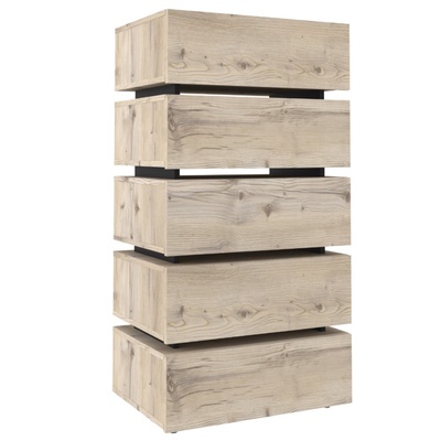 Комод напольный Nature 6, 5 ящиков, 602×435×1162 мм, цвет гаскон пайн/чёрный