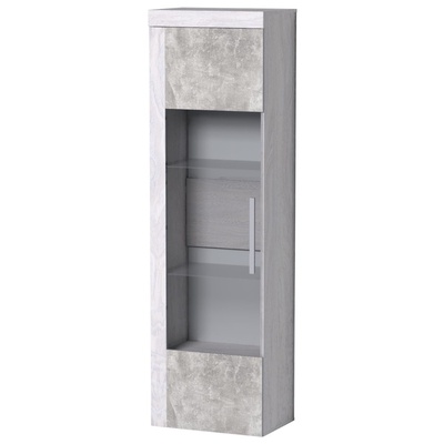 Витрина высокая в гостиную «Леон 1», 560×389×2113 мм, цвет ясень анкор светлый/ателье светлый