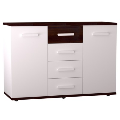 Тумба напольная «Норвуд 5», 4 ящика, 2 дверцы, 1199×445×833 мм, цвет белый/орех шоколадный