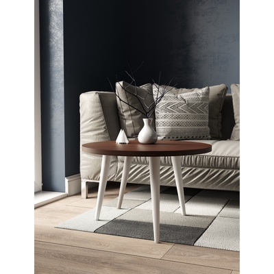 Столик журнальный «Норвуд 16», на ножках, 597×597×385 мм, цвет белый/орех шоколадный
