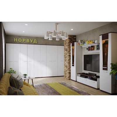 Столик журнальный «Норвуд 16», на ножках, 597×597×385 мм, цвет белый/орех шоколадный