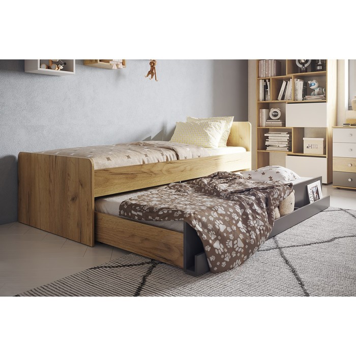 Кровать «Лойс 80», 2000 × 900 мм, 1900 × 800 × 180 мм, дуб золотистый / графит - Фото 1