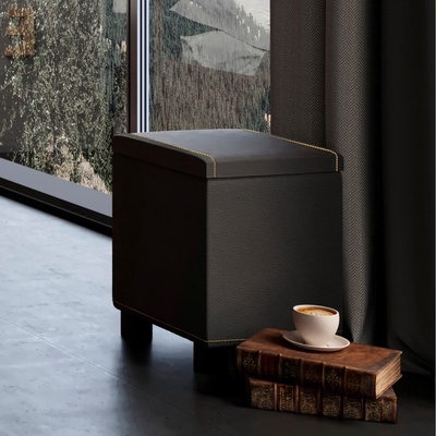 Банкетка Nature 44, с ящиком, 332×332×473 мм, искусственная кожа, цвет чёрный