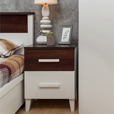 Тумба прикроватная «Норвуд 41», 452×379×588 мм, цвет белый/орех шоколадный
