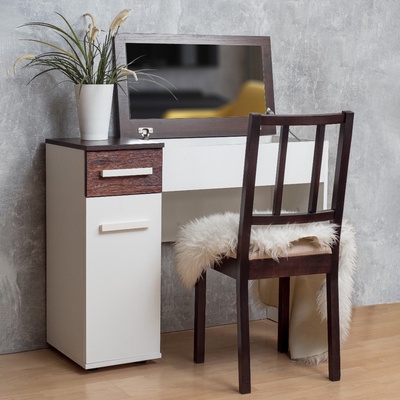 Столик туалетный «Норвуд 43», 971×403×780 мм, цвет белый/орех шоколадный