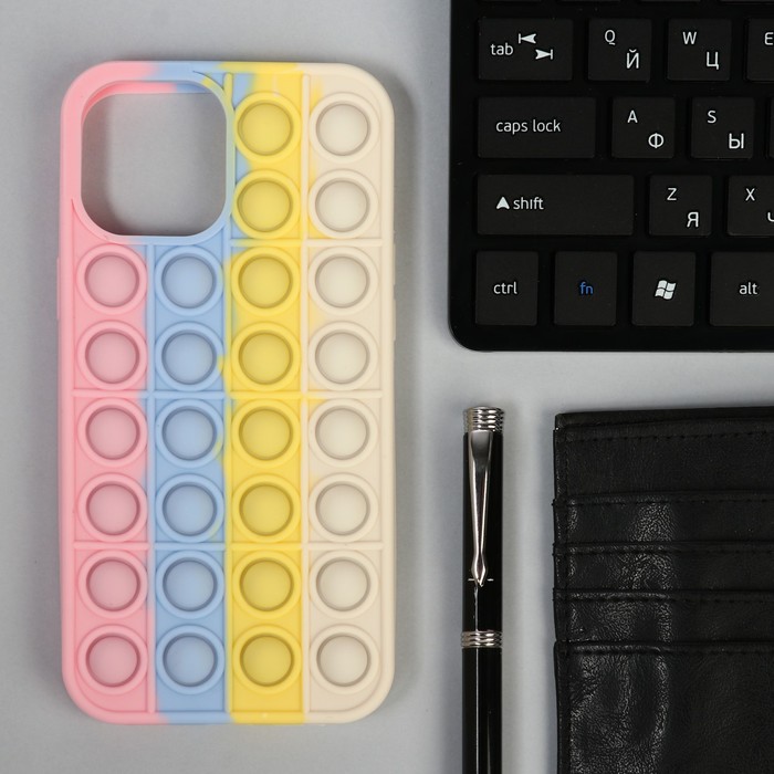 Чехол POP IT, для iPhone 12 Pro MAX, силиконовый, разноцветный - Фото 1