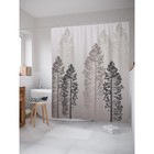 Фотоштора для ванной «Деревья в тумане», сатен, размер 180х200 см - фото 299713930