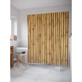 Фотоштора для ванной «Прочный бамбук», сатен, размер 180х200 см