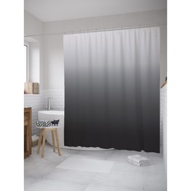 Фотоштора для ванной «Серый градиент», сатен, размер 180х200 см