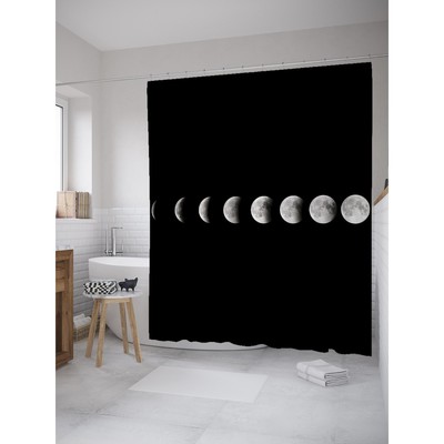 Фотоштора для ванной «Лунные изменения», сатен, размер 180х200 см
