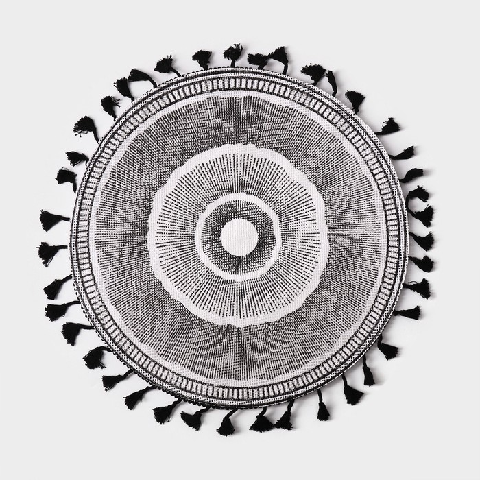 Салфетка сервировочная на стол Доляна «Солнце пустыни», d=38 см, чёрная - Фото 1