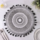 Салфетка сервировочная на стол Доляна «Солнце пустыни», d=38 см, чёрная - Фото 3