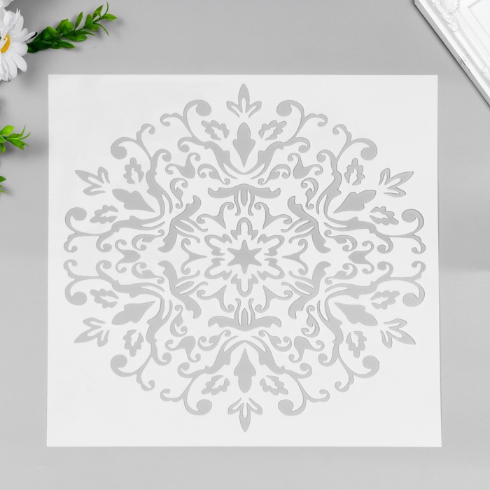 Трафарет пластик "Цветочный узор" 30х30 см - Фото 1