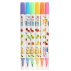 Фломастеры 6 цветов, двусторонние флуорецентые, наконечники скошенные/пулевидные - фото 24565559