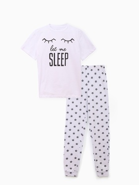 Пижама женская (футболка, брюки) KAFTAN Sleep, размер 40-42, белая