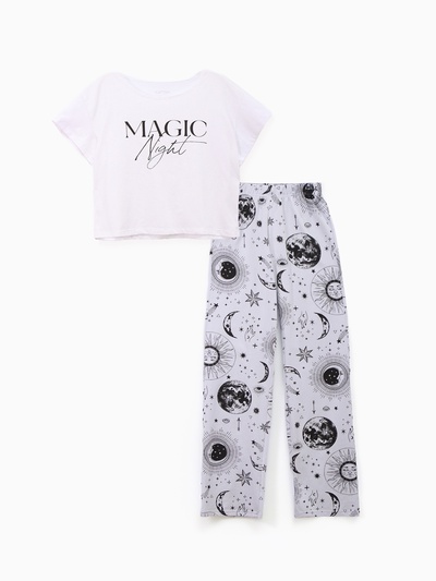 Пижама женская (футболка, брюки) KAFTAN Magic night, размер 40-42, белая