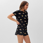 Пижама женская (футболка, шорты) KAFTAN Egg, размер 44-46, чёрная 7456442