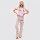 Пижама женская (футболка и брюки) KAFTAN Avocado р. 40-42, розовый - Фото 4