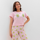 Пижама женская (футболка и брюки) KAFTAN Avocado р. 40-42, розовый - Фото 5