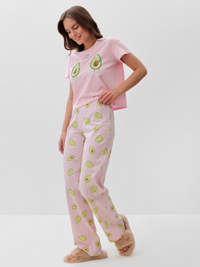 Пижама женская (футболка, брюки) KAFTAN Avocado, размер 44-46, розовая