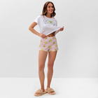 Пижама женская (футболка, шорты) KAFTAN Avocado, размер 40-42, белая - фото 21510374