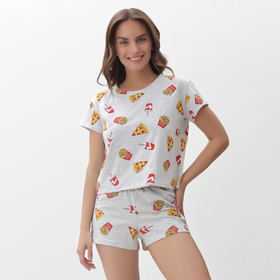 Пижама женская (футболка и шорты) KAFTAN Pizza р. 44-46, серый