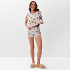 Пижама женская (футболка, шорты) KAFTAN Pizza, размер 48-50, серая 7456479