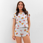 Пижама женская (футболка, шорты) KAFTAN Pizza, размер 48-50, серая 7456479