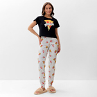 Пижама женская (футболка и брюки) KAFTAN Pizza р. 40-42, черный - фото 318800673