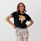 Пижама женская (футболка и брюки) KAFTAN Pizza р. 44-46, черный - Фото 2