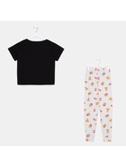 Пижама женская (футболка, брюки) KAFTAN Pizza, размер 52-54, чёрная - фото 23538495