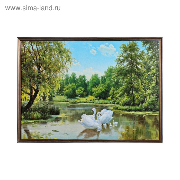 Картина "Пара лебедей"  73*53см - Фото 1