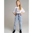 Брюки джинсовые для девочки, рост 146 см, цвет серо-синий - фото 109873029