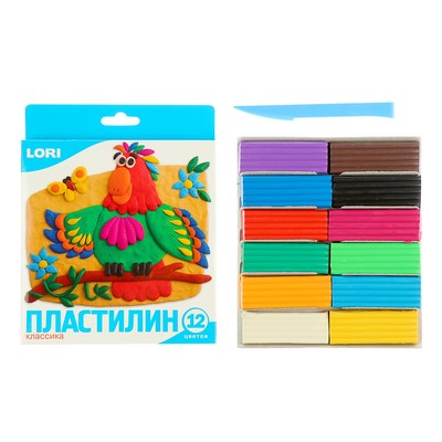 Пластилин 12 цветов 240 г, Lori «Классика»