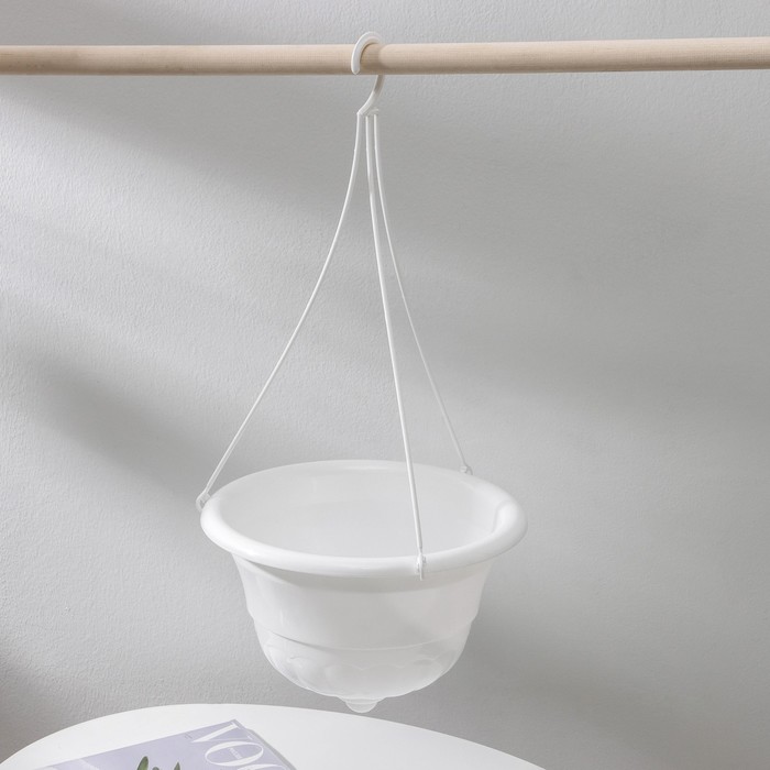Кашпо для цветов подвесное «Грация», 4.5 л, пластик, белое - Фото 1
