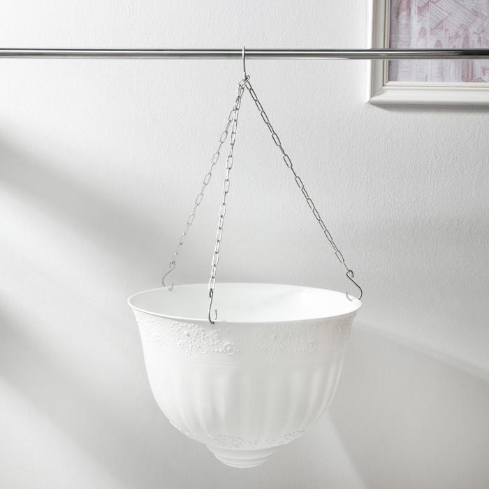 Кашпо для цветов подвесное «Венеция», 10 л, пластик, белое - Фото 1