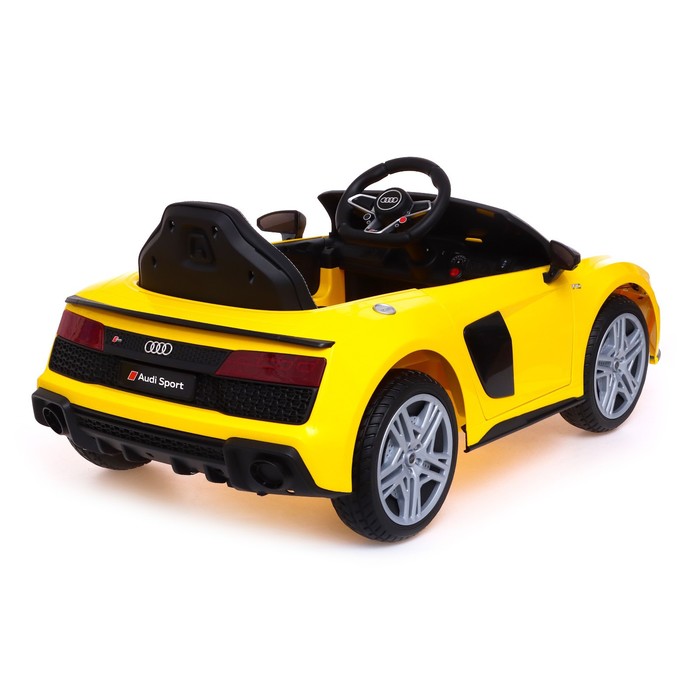 Электромобиль AUDI R8 SPYDER, EVA колёса, кожаное сидение, цвет жёлтый - фото 1907390961