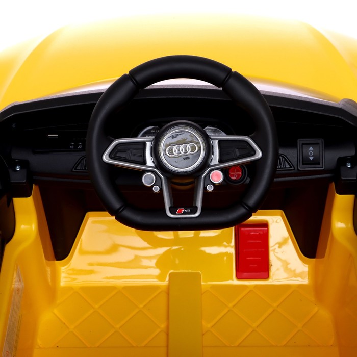 Электромобиль AUDI R8 SPYDER, EVA колёса, кожаное сидение, цвет жёлтый - фото 1907390965