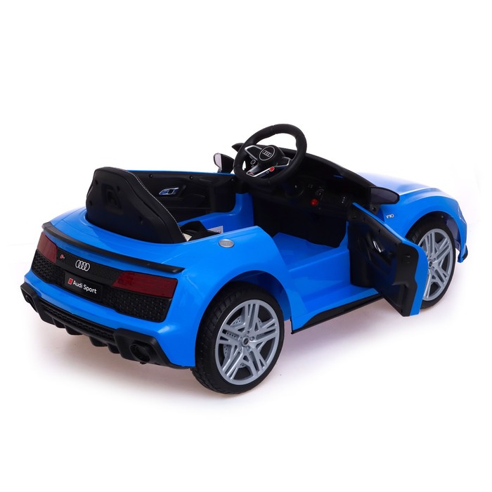 Электромобиль AUDI R8 SPYDER, EVA колёса, кожаное сидение, цвет синий - фото 1907390973
